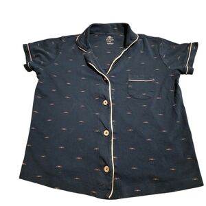 Faherty × Roller Rabbit Blue Sunrise Button Up Organic Cotton Pajama Top Size S